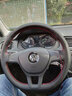 奥迈尔 大众真皮手缝方向盘套新探岳途昂途岳朗逸高尔夫7速腾凌渡宝来POLO迈腾帕萨特途观L把套改装 黑色黑线两侧打孔 朗逸专用 实拍图