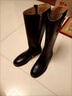 晟霆小筒围真皮不过膝长靴女秋冬新款加绒百搭骑士靴平底侧拉链高筒靴 黑色单里 37 (235mm) 实拍图
