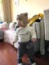 小乖童年童装儿童裤子2019男童女童加绒加厚长裤0-1-2-5岁半男女宝宝高腰保暖羽绒棉裤中小童裤子 灰色卡通小熊 90（建议1-2岁左右） 实拍图