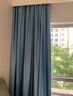 赫伊莎 成品窗帘客厅卧室新款轻奢防晒遮阳帘现代简约保暖飘窗帘 生态麻-蔚蓝色【不含杆轨】 挂钩款-2.0米宽*2.4米高/1片 实拍图