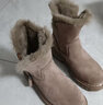 回力（Warrior）官方女鞋雪地靴子女冬季中筒休闲女靴皮毛加绒棉鞋保暖鞋 米色39 实拍图