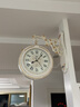 康巴丝（Compas）欧式客厅双面复古钟表现代挂钟田园客厅两面 3064白金色 其他 实拍图
