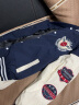 NASA BASE官方男装潮牌联名夹克男女款宽松学生外套情侣衫字母飞行员棒球服 MD-22129-深蓝色（春秋款） 2XL（建议150-170斤） 实拍图