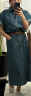 BASIC HOUSE/百家好短袖牛仔衬衫女2023夏季新款a字牛仔半裙套装 深蓝色 M 晒单实拍图