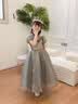彬单女童礼服公主裙中大童花童婚纱长款儿童钢琴演出服YY02 灰色 130  实拍图