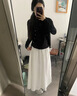 冶芷白色半身裙女2025年新款高腰a字显瘦春秋薄款中长款小个子百褶裙 白色半身百褶长裙 S 实拍图