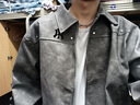 HNBKNL美式潮牌外套男款春秋季大码宽松翻领棒球服MA1飞行员PU皮衣夹克 2377灰色 （NE01） XL （推荐体重130-150斤） 实拍图