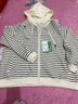 马克印象休闲夹克开衫女2025春秋新款通勤百搭简约条纹连帽外套女百搭上衣 QQJ600   米黑条纹 XL （适合125-140斤） 实拍图