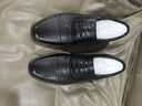 富贵鸟（FUGUINIAO）皮鞋男真皮正装冬加绒皮鞋增高商务男鞋三接头西装鞋德比男士皮鞋 FG0016黑色系带(平跟单鞋款) 40 实拍图
