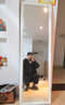 L&S穿衣镜子全身镜壁挂落地试衣镜高清镜子 升级款-白金花纹160*50cm 实拍图