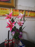 花艺赫家饰仿真花百合高枝装饰花假花绢花客厅摆设餐桌高档花艺干花花束摆件 78cm3头百合花粉色【2支】 实拍图