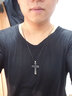 摩乐 欧美风钛钢十字架经文吊坠吊饰项链男 韩版时尚潮男个性男士潮流项链男款 生日520礼物送男友刻字 钢色+PL001 3MM宽 60CM长 实拍图