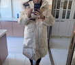 鸭鸭（YAYA）【设计师款】2024年新款羽绒服女过膝长款极寒加厚保暖真毛领外套 米色 L 165 实拍图