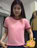 蝗裳一族女士T恤2024夏季新款韩版圆领简约百搭修身显瘦洋气上衣短袖t恤女 粉色 XL 建议110-120斤 实拍图