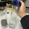 FU+玻璃杯男士商务泡茶杯带茶隔 茶杯耐热便携 高档商务礼品定制杯子 睿-双层深海蓝310ML 实拍图