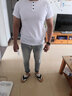 大美兔（Dameitu）欧美风粗螺纹亨利衫男士重磅运动休闲T恤健身训练修身短袖 白色 XL建议130-145斤 实拍图