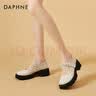 DAPHNE达芙妮玛丽珍鞋女春秋款乐福皮鞋新款学生珍珠一字带洛丽塔厚底单鞋 米色  跟高4cm 37 (235mm) 实拍图
