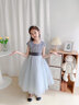 小咔衣浓儿童礼服公主裙花童婚纱小女孩生日主持人高端女童钢琴演出服秋季 灰色长款中袖01-C2 140 实拍图