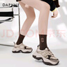 达芙妮厚底老爹鞋女百搭熊猫鞋女拼色松糕底休闲运动鞋女 咖啡色 38 实拍图