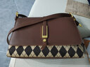 伊梵络 大容量包包女包2024新款秋冬百搭格子单肩斜挎包时尚质感小方包 棕色无挂件 实拍图