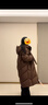 艾莱依羽绒服女长款加厚简约通勤连帽保暖冬外套 黑巧棕S 实拍图