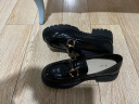 百思图乐福鞋女商场同款羊皮厚底松糕鞋女士休闲皮鞋TFW29CA2 黑色 39 实拍图