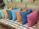 居八佰纯色亚麻沙发抱枕样板房靠垫客厅床头民宿靠枕套现代简约腰枕 靛蓝色（加厚素色亚麻） 45*45cm抱枕套(不含芯) 实拍图
