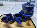 懒人自动功夫茶具套装整套办公窑变石磨泡茶器茶盘复古风描金茶道茶洗 霁蓝(富贵金山)六杯+茶道+茶洗+长(琴韵)黑 实拍图