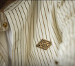 马登工装 美式复古细条纹衬衫男春秋季宽松长袖衬衣立领棒球服外套 条纹 L（175/96A） 晒单实拍图