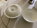 红牡丹 纯白骨瓷餐具陶瓷碗盘碟白色泡面碗家用米饭碗中式釉下彩碗筷 纯白9英寸品锅1个 实拍图