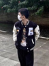 唐号 棒球服外套男美式复古潮牌拼接外套男秋季新款宽松百搭嘻哈夹克 黑色【加绒】 XL 实拍图
