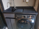 四季沐歌 太空铝洗衣机一体柜阳台伴侣卫生间洗手洗漱台盆带洗衣槽搓板 110CM(左盆)铁灰石-灰盆 实拍图