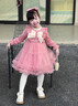 安妮优儿（Anneyol）女童连衣裙春秋款裙子2025新款儿童洋气秋装小女孩衣服红色公主裙 粉色棉里 110 实拍图