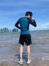 速比涛（Speedo）男士泳衣闹海系列 抗氯防晒 舒适撞色 冲浪长袖上衣男 黑色/蓝色 34(身高170-175cm,重66-75kg) 晒单实拍图