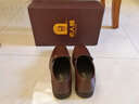 老人头男鞋春夏季镂空商务休闲皮鞋男牛皮耐磨防滑牛筋套脚爸爸鞋大码 棕色四季牛筋款 38 实拍图