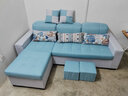 梦春缘 布艺沙发客厅现代简约小户型科技布乳胶免洗可拆洗实木框架 棉麻布海绵版偏硬坐垫 三人位 2.1m +脚踏+(小凳子*2) 实拍图