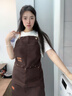 续印明星同款围裙定制印logo餐饮专用工作服奶茶咖啡店帆布围腰订制女 CF-A11帆布防水围裙深咖 实拍图