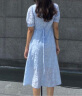 西遇优雅法式连衣裙女2024年春季新款短袖泡泡袖A字裙长裙子女装 蓝色 M 晒单实拍图