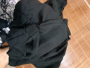 妍莉芬 连衣裙雪纺2022年夏季新款女装韩版短袖黑色开叉长裙气质性感收腰修身显瘦裙子 黑色 XL 实拍图