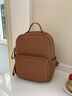 viney牛皮双肩包女大容量旅行背包休闲通勤时尚旅游大学生初中高中书包 棕色 高颜值减重减负简约户外轻便 实拍图