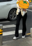 真维斯（Jeanswest）牛仔裤女微喇2026夏季小个子高腰显瘦马蹄喇叭女裤子黑色M 实拍图