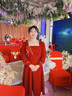 塞德勒敬酒服小个子新娘2025新款订婚连衣裙红色礼服裙女冬回门春夏 酒红色 L (建议106-115斤) 实拍图
