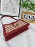 CLEVER & KETCH包包女包结婚包包新娘包千鸟格腋下包高级感法棍包生日礼物送女友 红色 实拍图