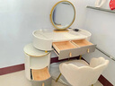 百裕达 轻奢梳妆台卧室新款实木高端现代简约ins风小户化妆桌收纳柜一体 JY灰抽80+柜+镜+白金花瓣 整装 实拍图