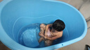 捷贝加厚大人泡澡桶成人沐浴桶塑料浴缸家用小户型洗澡桶全身浴盆可坐 【加高】蓝色-无盖+大礼包 实拍图