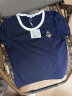 Teenie Weenie小熊2024年夏季新款短袖T恤设计感上衣小众修身内搭 藏青色 165/M 晒单实拍图