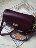 猫猫吉祥（Mao Mao Ji Xiang）真皮中年女包斜挎包手提单肩包女手袋双层大容量女包包挂包软皮包 酒红色字母 实拍图