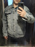 真维斯（JEANSWEST）夹克男2025秋季亲肤透气刺绣时尚百搭男士牛仔夹克外套黑灰5XL 实拍图