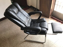 勤一 加厚可躺办公椅子电脑椅家用老板椅弓形麻将椅子午休靠背座椅 皮艺-黑色 升级可躺款（带脚托+无腰枕） 实拍图