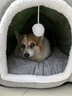 KimPets狗窝大型犬冬季保暖狗狗床可拆洗冬季猫窝封闭式狗屋冬天宠物用品 蓝灰拼接色+加厚毛毯 XL号【75*50*50cm适合45斤内】 实拍图